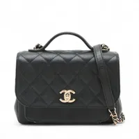 シャネル ビジネスアフィニティ キャビアスキン 2WAYハンドバッグ ブラック ゴールド金具 ランダムプレート A93607