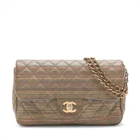 シャネル マトラッセ レザー シングルフラップ ダブルチェーンバッグ ゴールド ゴールド金具 21番台