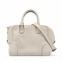 ロエベ アマソナ28 レザー 2WAYハンドバッグ ホワイト