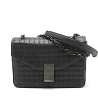 セリーヌ Cセー スモール レザー チェーンショルダーバッグ ブラック