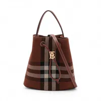 バーバリー バケットバッグ キャンバスxレザー 2WAYショルダーバッグ ブラウン
