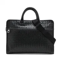 ボッテガヴェネタ イントレチャート レザー 2WAYビジネスバッグ ブラック