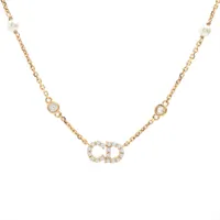 ディオール Clair D Lune クレール ディー リュヌ ネックレス GP×ラインストーン×フェイクパール ゴールド