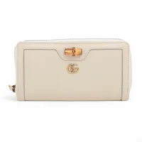 グッチ ダイアナ バンブー 658634 レザー ラウンドジップウォレット アイボリー