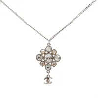 シャネル ココマーク 10V ネックレス GP×ラインストーン シルバー