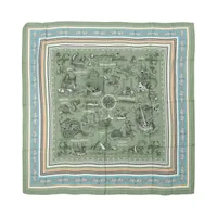 エルメス カレジェアン Tatouages Marins Bandana 船乗りのタトゥー バンダナ ストール カシミヤ×シルク グリーン