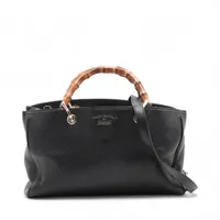 グッチ バンブー レザー 2WAYハンドバッグ ブラック 323660