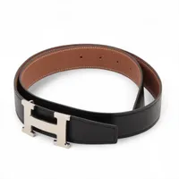 エルメス Hベルト Y:2020 ベルト 80 GP×革 シルバー×ブラック