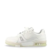 ヴィトン LVトレイナーライン 23年 レザー スニーカー 6 ユニセックス グレー×ホワイト GO0263 LVロゴ