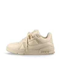 ヴィトン LVトレイナーライン 23年 レザー スニーカー 6 ユニセックス ベージュ VL0273 LVロゴ ライニングとインソールにヨゴレあり