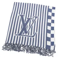 ヴィトン M78404 ビーチブランケット LVグラフィカル CC1293 ブランケット コットン ブルー×ホワイト