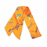 エルメス ツイリー Ex-Libris Les Parisiennes エクスリブリス パリジェンヌ スカーフ シルク オレンジ