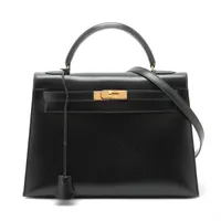 エルメス ケリー32 セリエ ボックスカーフ ブラック ゴールド金具 ○U:1991年