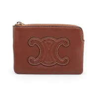 セリーヌ トリオンフ レザー コインケース ブラウン