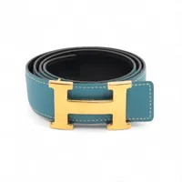 エルメス Hベルト □H:2004 ベルト 75 レザー ブルー×ブラック