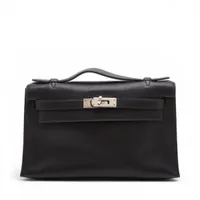 エルメス ポシェットケリー ミニ エバーグレイン ブラック シルバー金具 □H:2004年