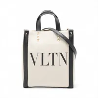 ヴァレンティノガラヴァーニ VLTN キャンバスxレザー 2WAYハンドバッグ ベージュxブラック