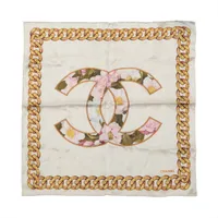 シャネル ココマーク スカーフ シルク アイボリー