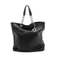 クリスチャンディオール レザー トートバッグ ブラック