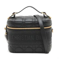 クリスチャンディオール カナージュ レザー 2WAYバニティバッグ ブラック