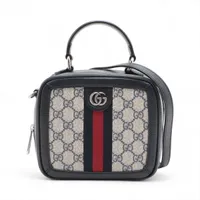 グッチ GGスプリーム オフィディア PVCxレザー 2WAYハンドバッグ ネイビー 772157