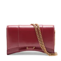 バレンシアガ アワーグラス レザー チェーンウォレット レッド 656050