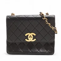 シャネル マトラッセ ラムスキン シングルフラップ シングルチェーンバッグ ブラック ゴールド金具 3番台