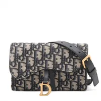 クリスチャンディオール オブリーク サドル キャンバスxレザー ウエストポーチ ネイビー