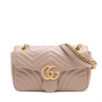 グッチ GGマーモント レザー チェーンショルダーバッグ ベージュ 443497