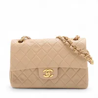 シャネル マトラッセ23 スモール ラムスキン ダブルフラップ ダブルチェーンバッグ ベージュ ゴールド金具 0番台 A01113