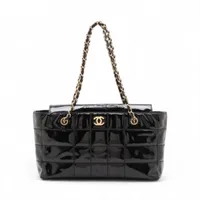 シャネル チョコバー パテントレザー チェーンショルダーバッグ ブラック ゴールド金具 7番台