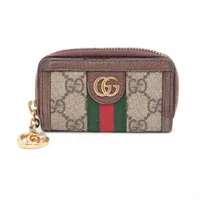 グッチ GGスプリーム 523157 PVC×レザー コインケース ブラウン