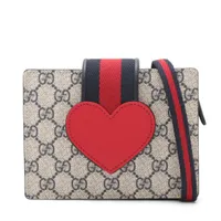 グッチ GGスプリーム チルドレンズ PVCxレザー ショルダーバッグ ベージュxネイビー 793830