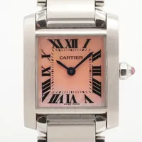 カルティエ タンクフランセーズSM W51028Q3 SS SS QZ ピンクシェル文字盤
