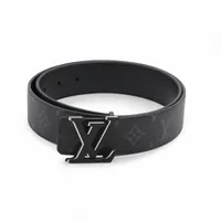 ヴィトン M8505 サンチュールLVオプティック 40MM リバーシブル LN1235 ベルト 85 PVC×レザー ブラック