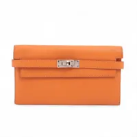 エルメス ケリーウォレット シェブルミゾル ロングウォレット オレンジ シルバー金具 □L:2008年