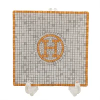 エルメス シエスタ 小皿 陶器 ホワイト×オレンジ ハチドリ A2714790