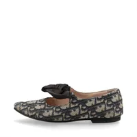 ディオール オブリーク ファブリック フラットパンプス 31 キッズ ベージュ×ネイビー MM0122 リボン バレリーナ