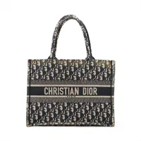 クリスチャンディオール オブリーク ブックトート ミディアム キャンバス トートバッグ ネイビーxグリーン