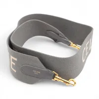 セリーヌ ロゴ ショルダーストラップ キャンバス×レザー グレー