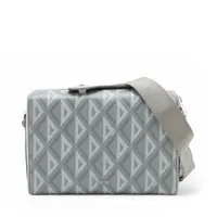 ディオール CDダイヤモンド ランゴ22 PVCxレザー ショルダーバッグ グレー