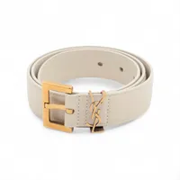 サンローランパリ カサンドラ ベルト 75 GP×革 ホワイト GRZ634437