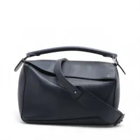ロエベ パズル ミディアム レザー 2WAYハンドバッグ ネイビー