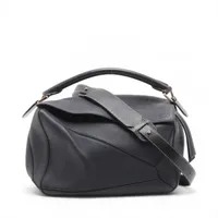 ロエベ パズル ミディアム レザー 2WAYハンドバッグ ネイビー