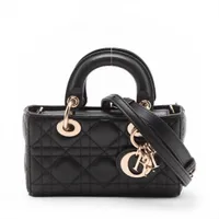 クリスチャンディオール カナージュ レディディージョイ マイクロ レザー 2WAYハンドバッグ ブラック