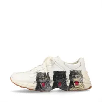 グッチ ライトン レザー スニーカー 8.5 メンズ ホワイト 576050 タイガー ライニングとインソールにヨゴレあり