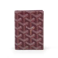 ゴヤール ヘリンボーン PVC×レザー カードケース バーガンディ