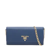 プラダ ヴィッテロムーブ レザー チェーンウォレット ネイビー 1BP290 無記名ギャラ