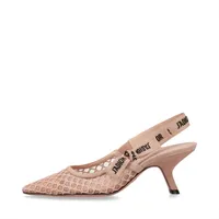 クリスチャンディオール J'ADIOR スエード×ファブリック ストラップパンプス 36.5D レディース ベージュ  MD1118 スリングバック メッシュ 箱 保存袋あり