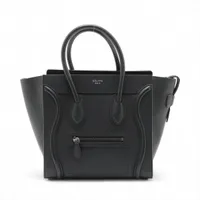 セリーヌ ラゲージ マイクロショッパー レザー ハンドバッグ ブラック